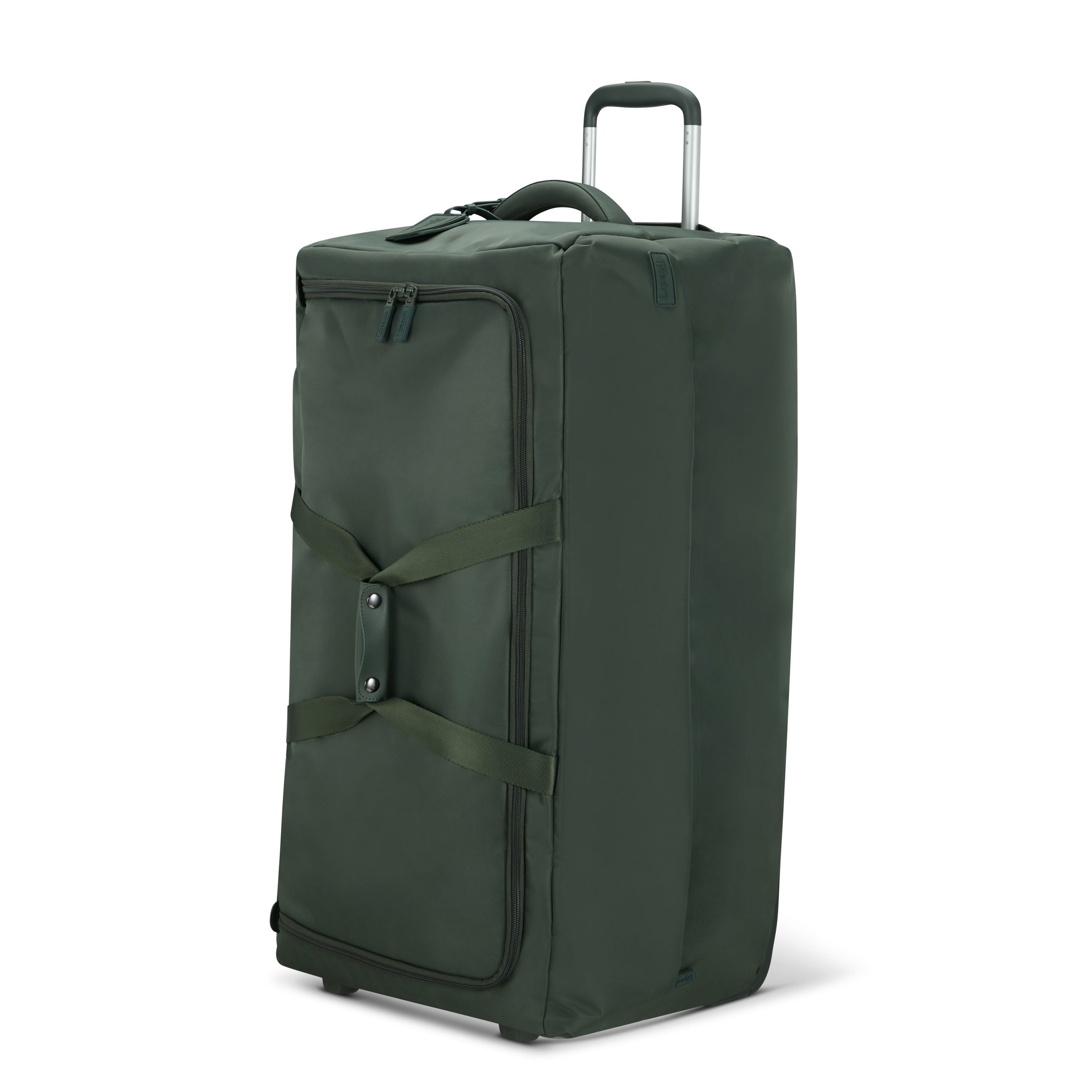 Lipault Foldable Plume Wheeled Duffel, Khaki Green, Front 3/4 Image image number 3